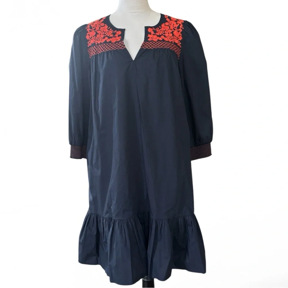 J. CREW Leda Embroidered Popover Dress (XS)